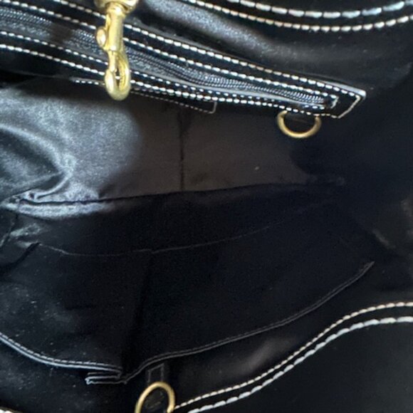 Coach Black Signature C Logo XL Ergo Shoulder Tote Bag Purse Handbag - Picture 5 of 6